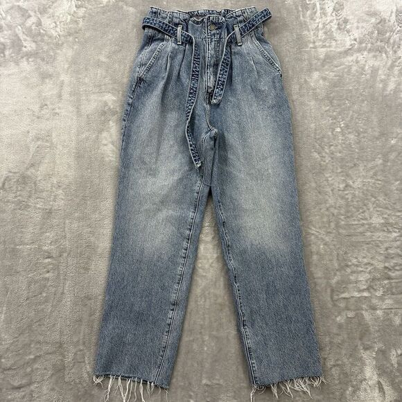 Abercrombie & Fitch Denim - Abercrombie & Fitch Jeans Women 25 Blue Ultra High Rise Paper Bag Raw‎ Hem Mom